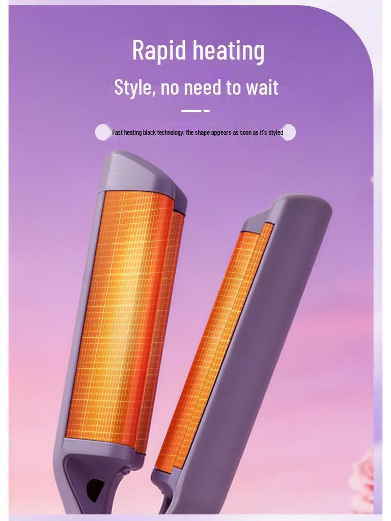 French Egg Roll Curling Iron: Water Wave & Big Curl Crimper with Negative Ion Technology