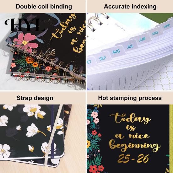 Small And Portable Planner 2025-2026 Jul 2025 - Jun 2026 12 Month Daily Weekly Monthly Exquisite Workmanship Calendar Floral Print Spiral Binding