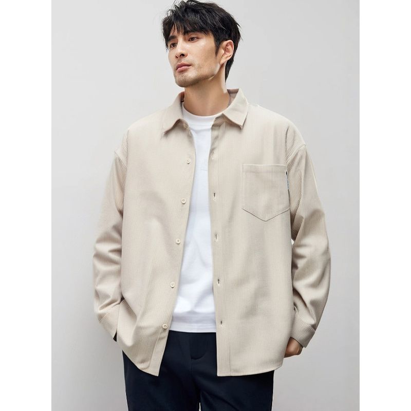 American Vintage Corduroy Shirts Men's Autumn and Winter New Long Sleeve Casual Thickened Cargo Outerwear Foreign Trade Men's Shirt