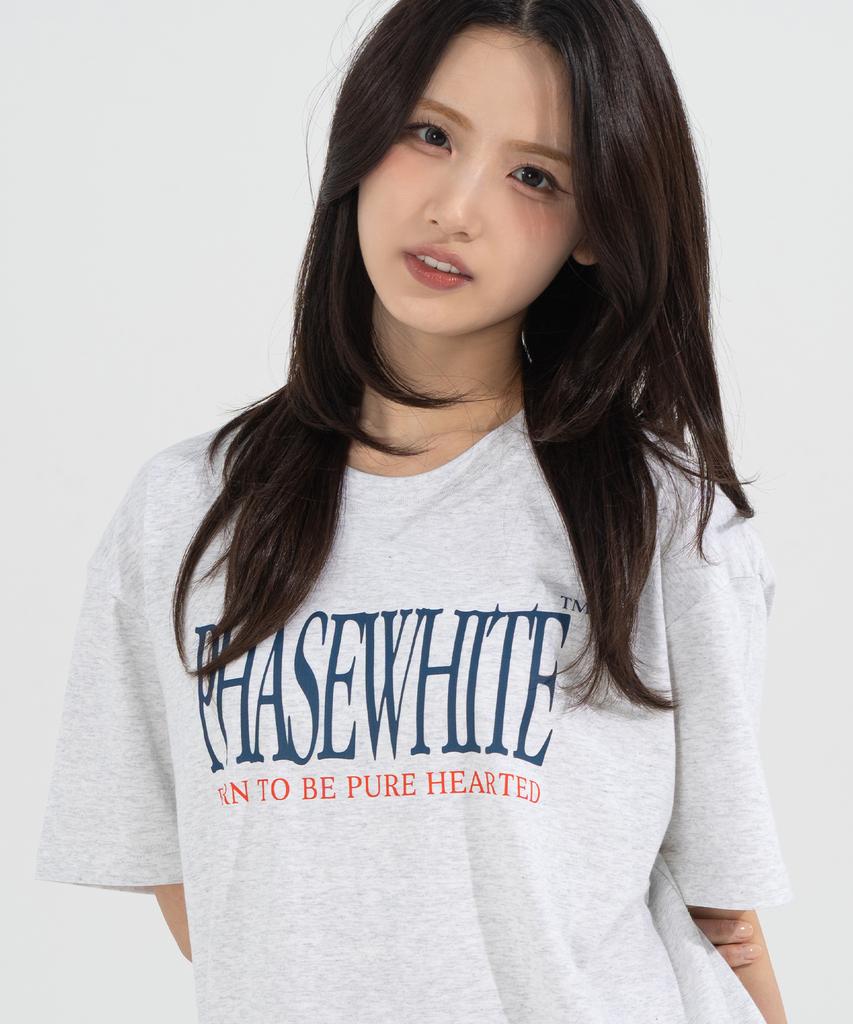 Peijeuhwaiteu [Phase_3] Slogan Logo Tee_Light Melange / 8802026-St14