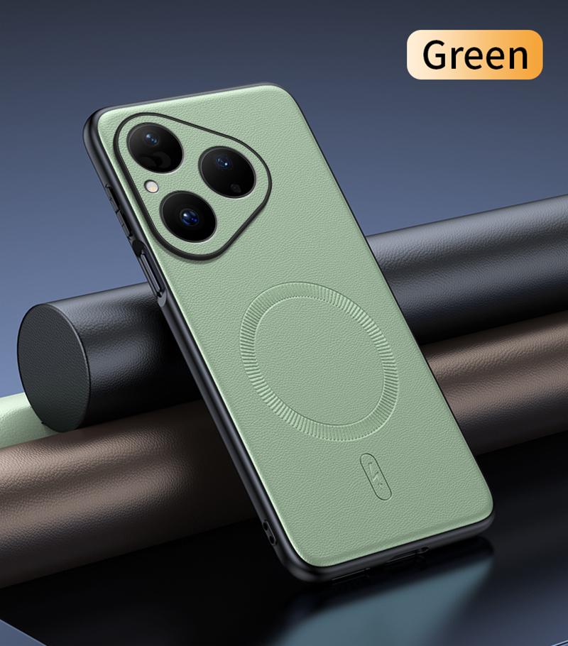 

Чехол для Huawei Pura 80 Магнитная кожаная защитная крышка для Huawei Pura 80 Высокое качество Защита от отпечатков пальцев Нескользящий ПК+ТПУ Huawei Pura 80 зелёный