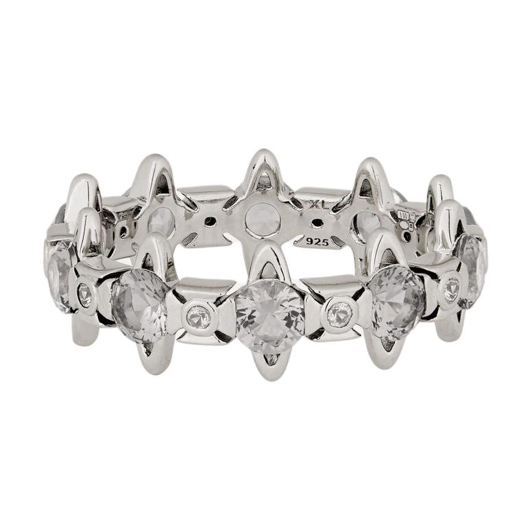 Vivienne Westwood Warwick Ring Fashion Sphere Design Recycled Silver Ring Women ring Platinum Gray 64040169-01P297