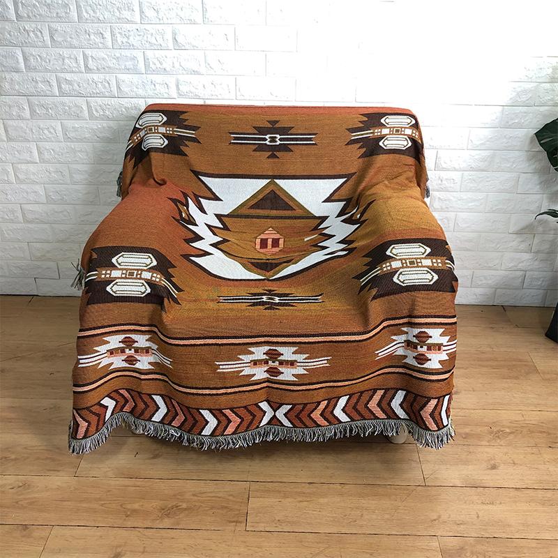 New Develop Custom Woven Throw Blanket Camping Picnic Blanket Boho Throw Rugs 130x160cm коричневый