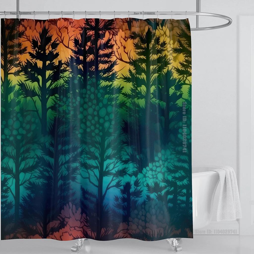 Mystical Forest Print Waterproof Shower Curtain - Stylish, Durable & Easy-Care Choice for Serene Nature-Inspired Bathroom Déco