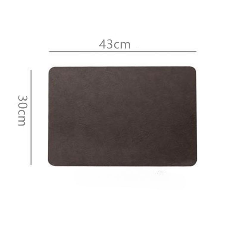 Light Luxury Solid Leather Placemat Coffee Brown PVC Table Mat Waterproof Oilproof Heat-Insulated Plate Bowl Pad Table Decor