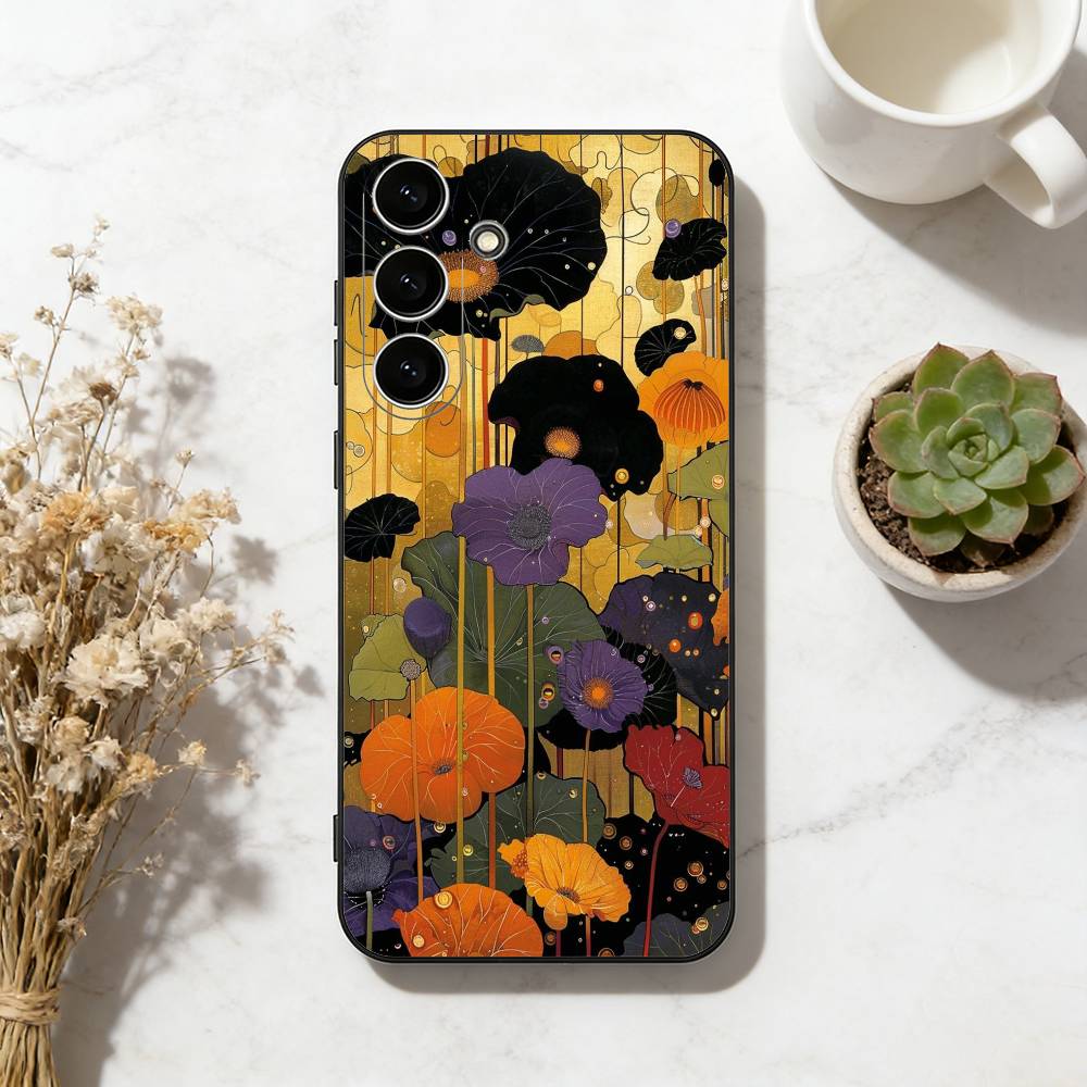 Vibrant Floral Phone Case For Samsung Galaxy A73,A72,A71,A70,A53,A52,A51,Others Soft Black Cover