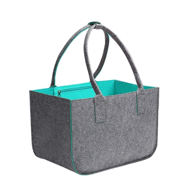 Большая фетровая хозяйственная сумка многофункциональный органайзер для фруктов и овощей с ручками складная корзина для хранения дров 1 синий 990₽