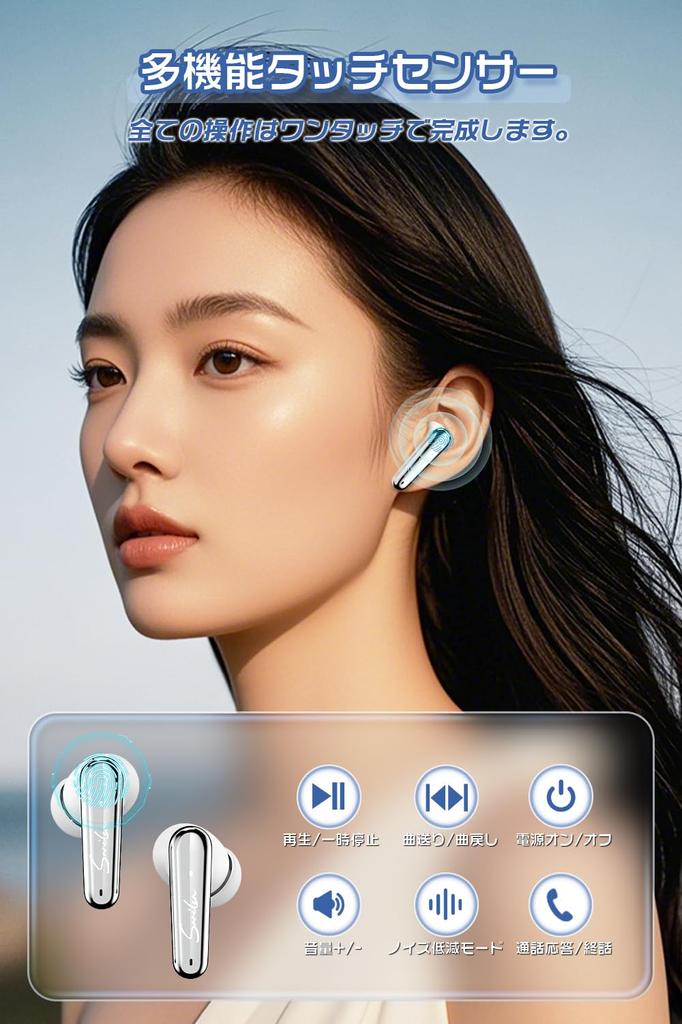 [Balanced Sound Quality, ANC Mode] Wireless Bluetooth 5.4 Earbuds with Automatic Pairing, Touch Control, Hi-Fi Sound Quality, ENC Noise Cancelling,