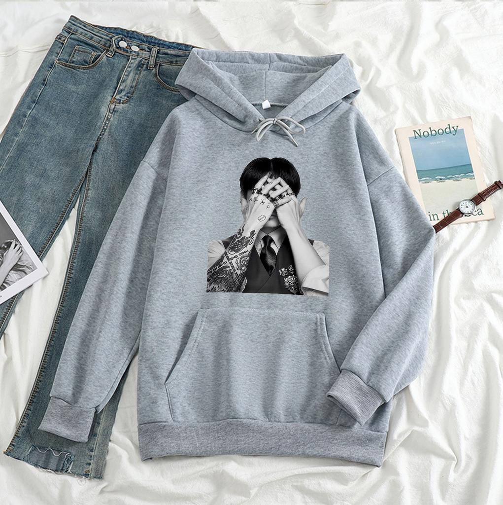 BTS ARIRANG Schwarz und Weiß Jung Kook Tian Junguo Han Chao Marke Lockerer Pullover Support Hoodie