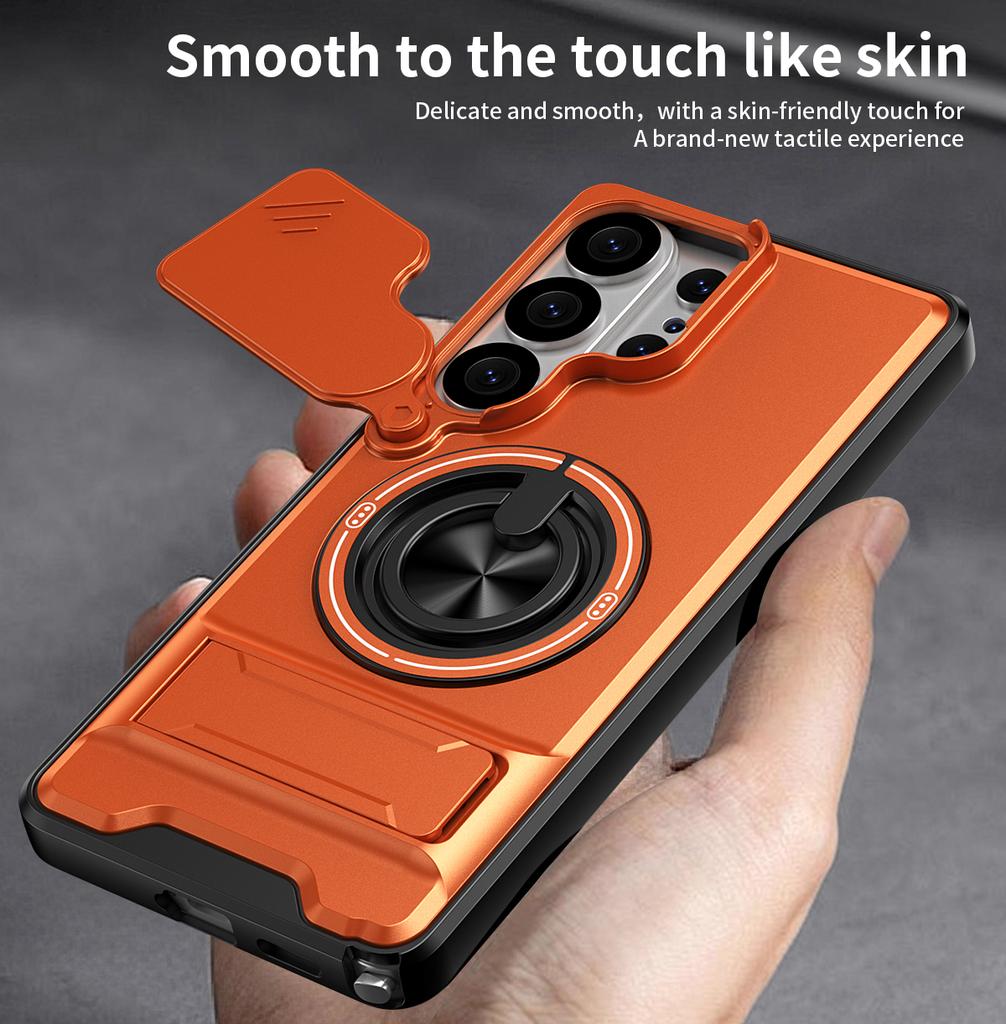 For Samsung Galaxy S21 S22 S23 S24 S25 S26 Ultra S26 Plus Luxury Plastic Rotating Magnetic Ring Holder Phone Case Shell