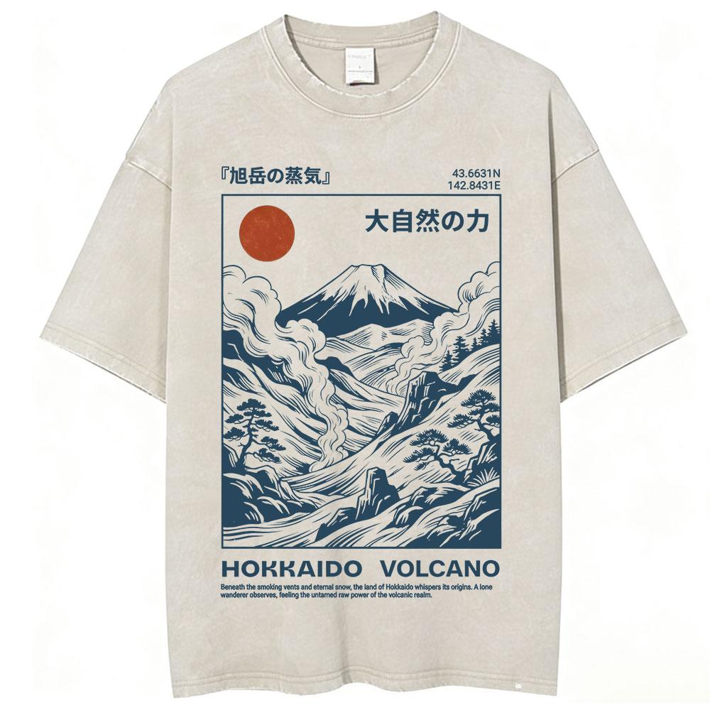 Vintage Japan Osaka Dotonbori Krabben Stadtbild Grafik T-Shirts Herren Gewaschen Mode Übergroßes Baumwoll-T-Shirt Unisex Streetwear