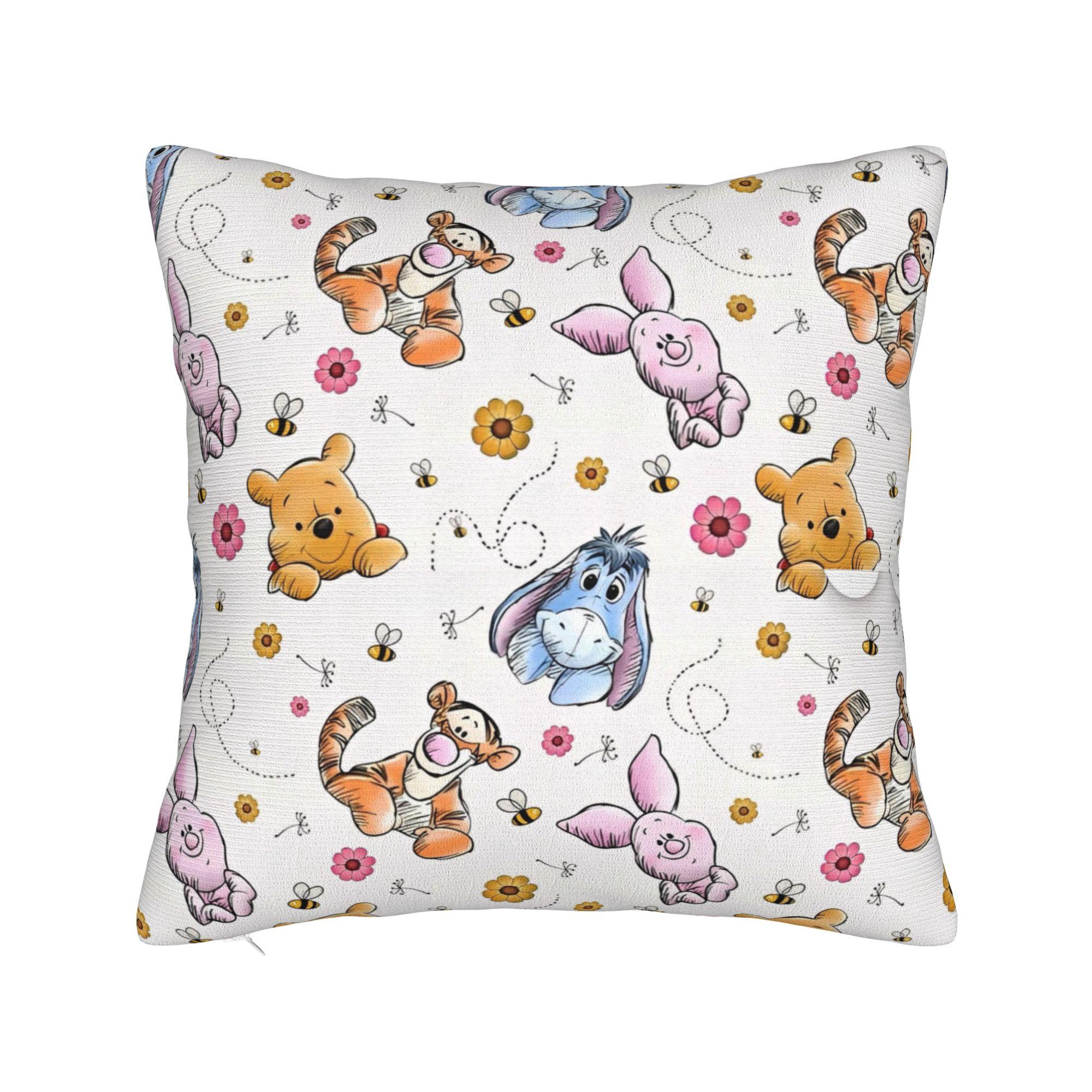 

Winnie the Pooh Cartoon Square Pillow Case Polyester Decorative Pillow Piglet Tigger Eeyore , 45*45cm Pillowcase 30cmx30cm