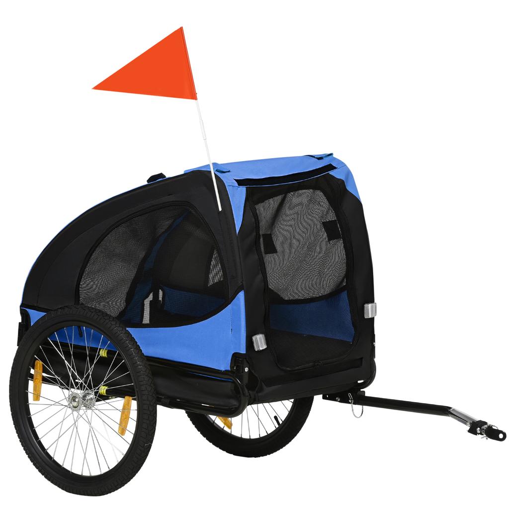 Dog Trailer, Foldable Dog Bicycle Trailer, Water-Resistant, Oxford Fabric, Steel, 140 x 71 x 83 cm, Blue