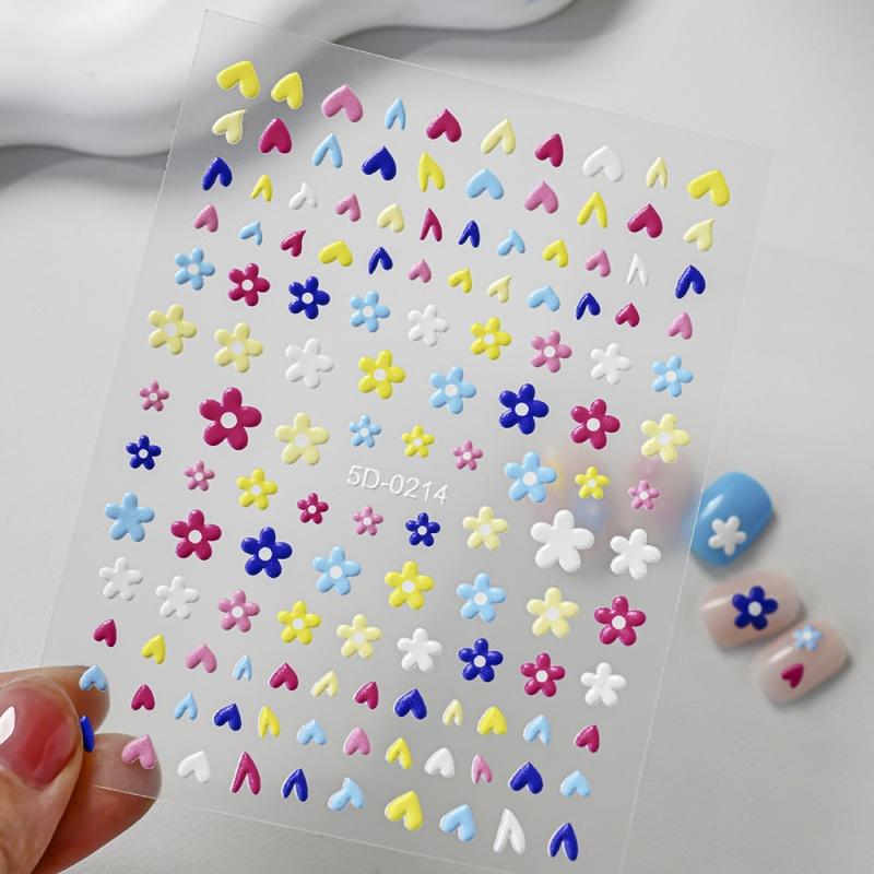 Sweet Small Fresh Flower Nail Art Sticker Summer Spring Self-Adhesive Nail Decals for Nails Decoration
