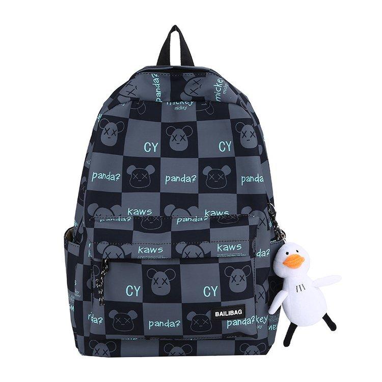 Schoolbag new checkerboard printing backpack fashion trend large capacity casual simple versatile junior high school student backpack
