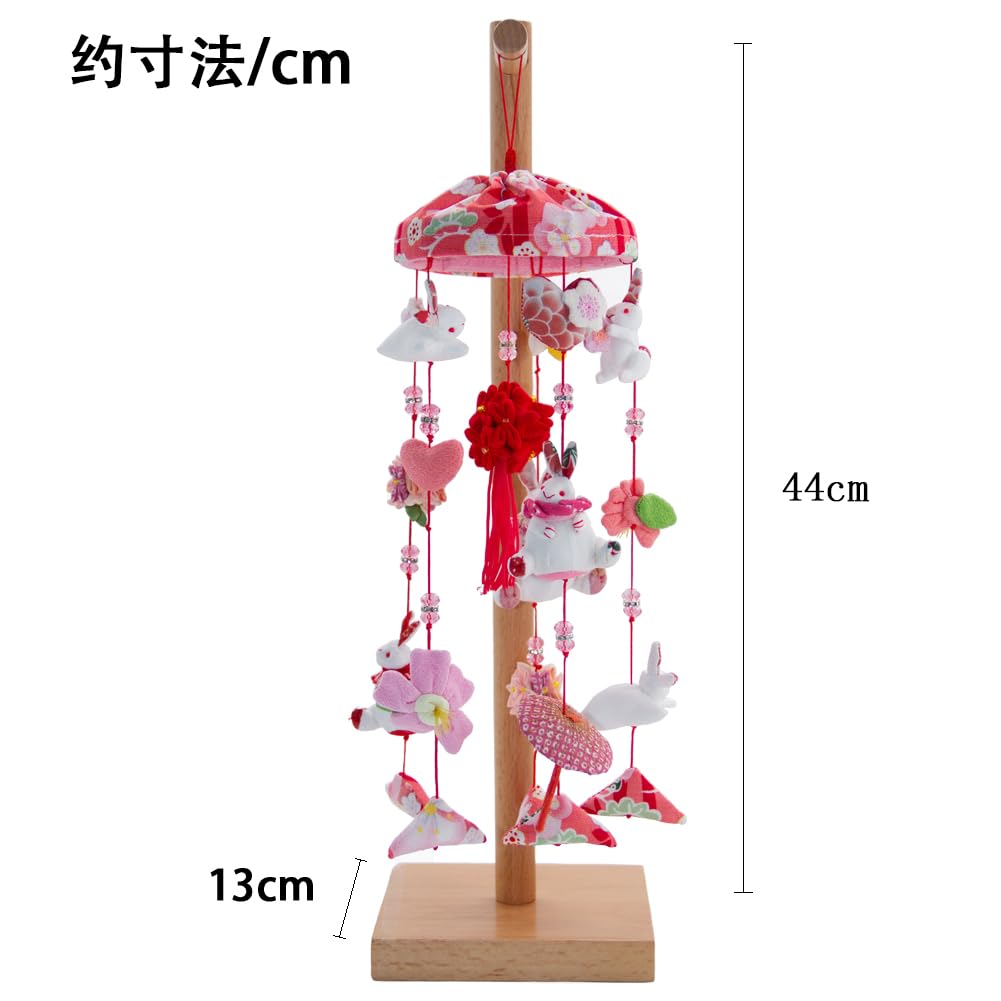 OKBABY Hanging Hina Hina Hanging Decoration Hanging Decoration with Natural Wooden Stand Height 44cm Cute Hina Hina Hanging Usafuku Peach Festival