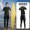 Mens Quick-Dry Long Sleeve Rash Guard Set With Double-Layer Board Shorts Swimming Surfing Water Sports