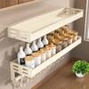 Modern White Aluminum Alloy Wallmounted Spice Rack With Multifunctional Storage For Kitchen Organization