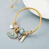 Gold-Plated Evil Eye Crystal Pendant Bracelet for Women