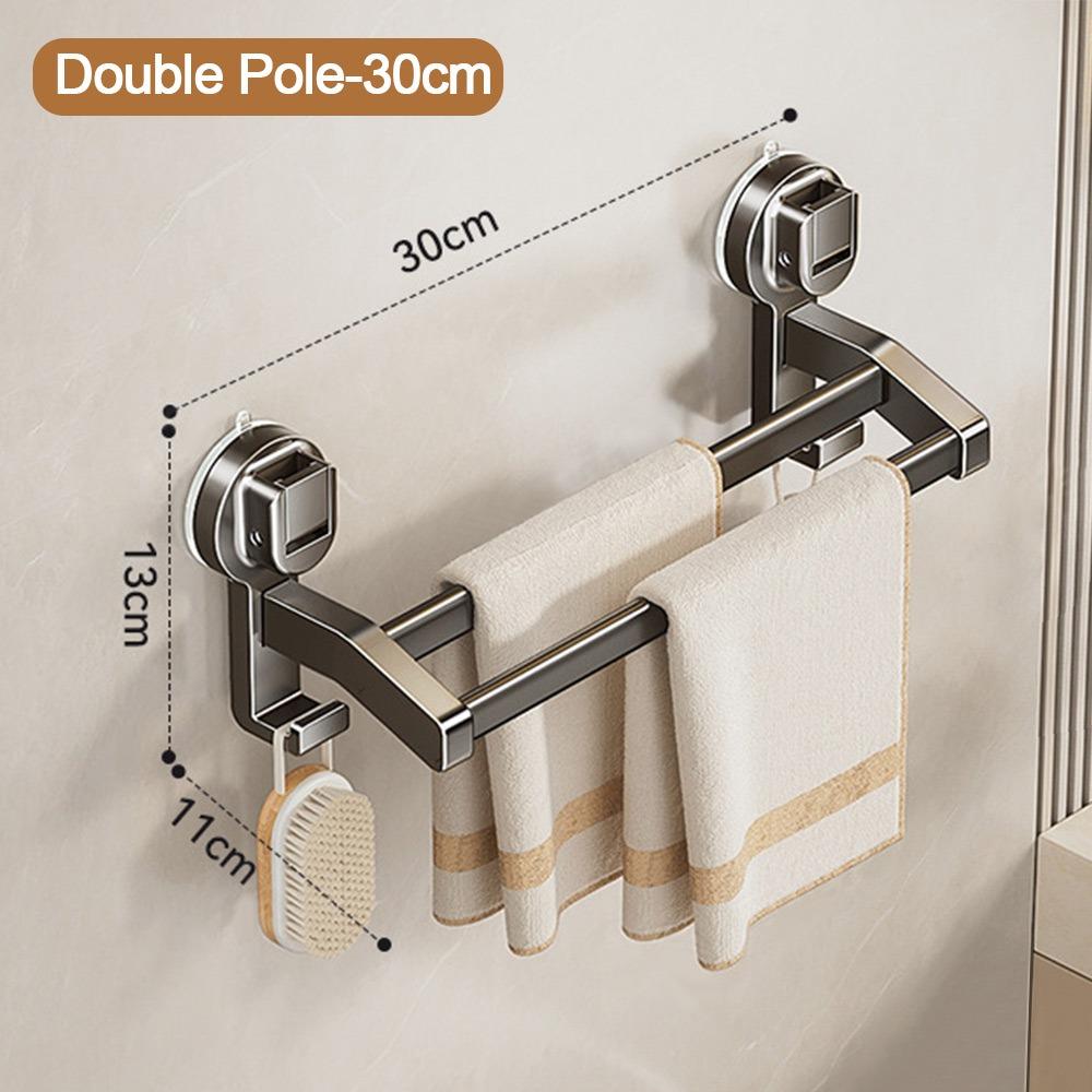 Aluminum Towel Rack 30CM/40CM Suction Cup Towel Storage Hanger Wall Mounted Strong Load-bearing Bathroom Organizer