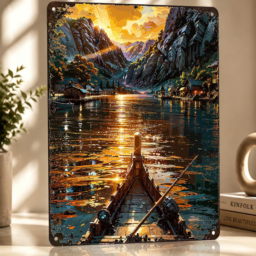 Golden Lake Fishing Trip Metal Poster Perfect Gift for Fans Lovers Customized Wall Art Metal Sign for Article Decoration Room