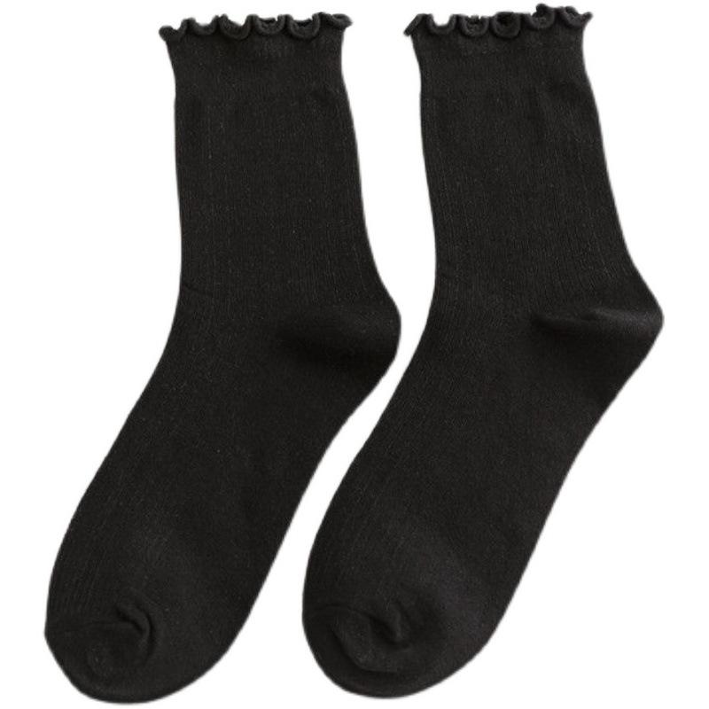 Summer Thin Casual Cute Trendy Ruffle Edge Cotton Socks, Mid-calf Socks for Women
