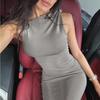 GMXIA Women's Fashion Summer Spring Solid Color Print Sleeveless O-Neck Casual Dresses