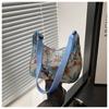Fashion Vintage Crossbody Bag Half Moon Shape Printed pattern Handbag Texture Messenger Bag for Women
