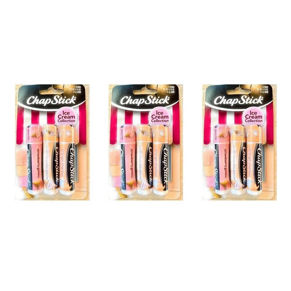 Chapstick Lip Balm 4g 3-Pack Ice Cream Collection 3 Pack