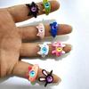 9 buc Inel Unic Monstruleți Dulci Inel Deschis cu Glob Ocular Desen Animat Inel de Deget Reglabil din Rășină Cadou pentru Copii și Adulți