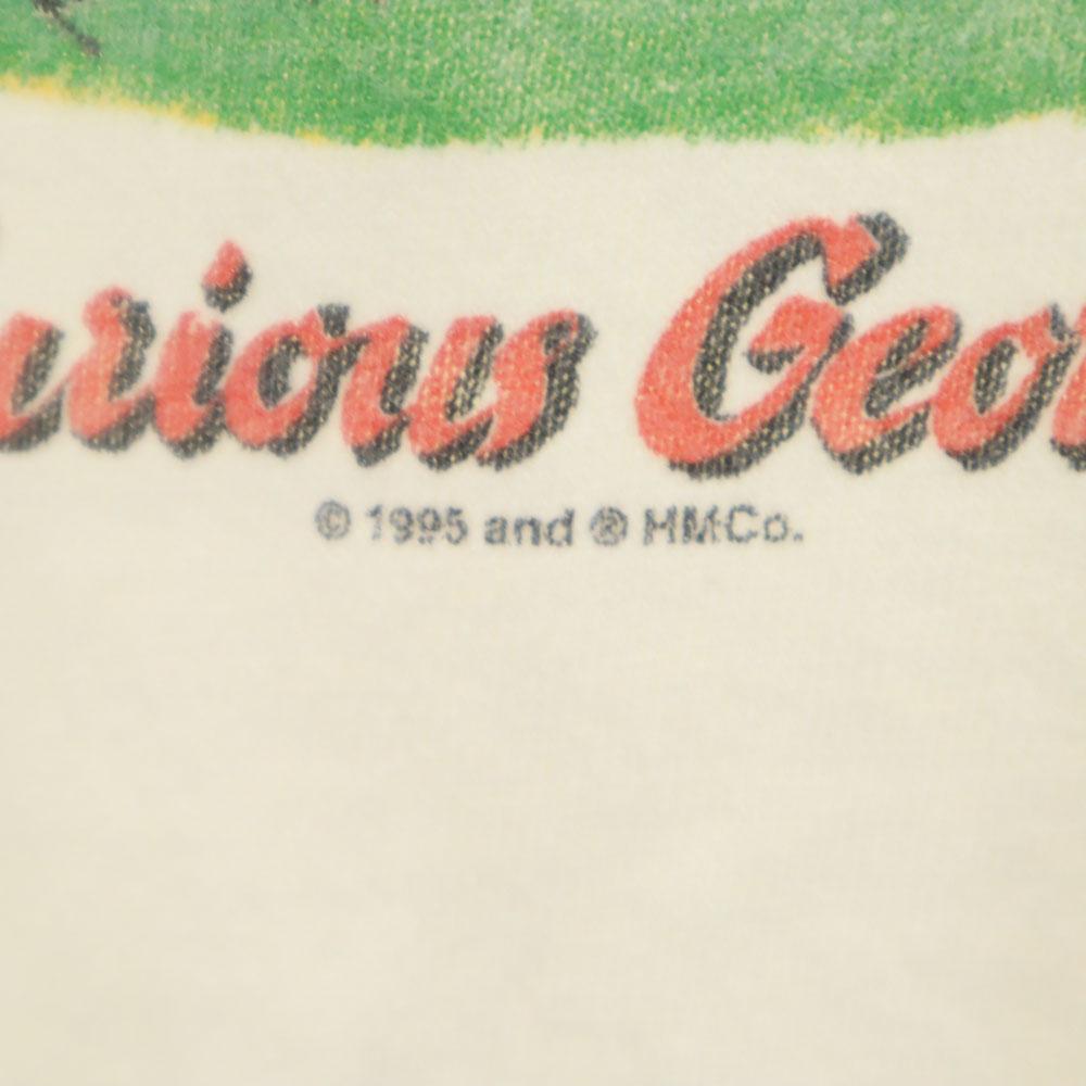 GILDAN 90s Curious George Short sleeve T-shirt L Ivory system Old Men's Used