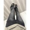 mm Smoky Gray High Waist Loose Straight-leg Micro-Pull Denim