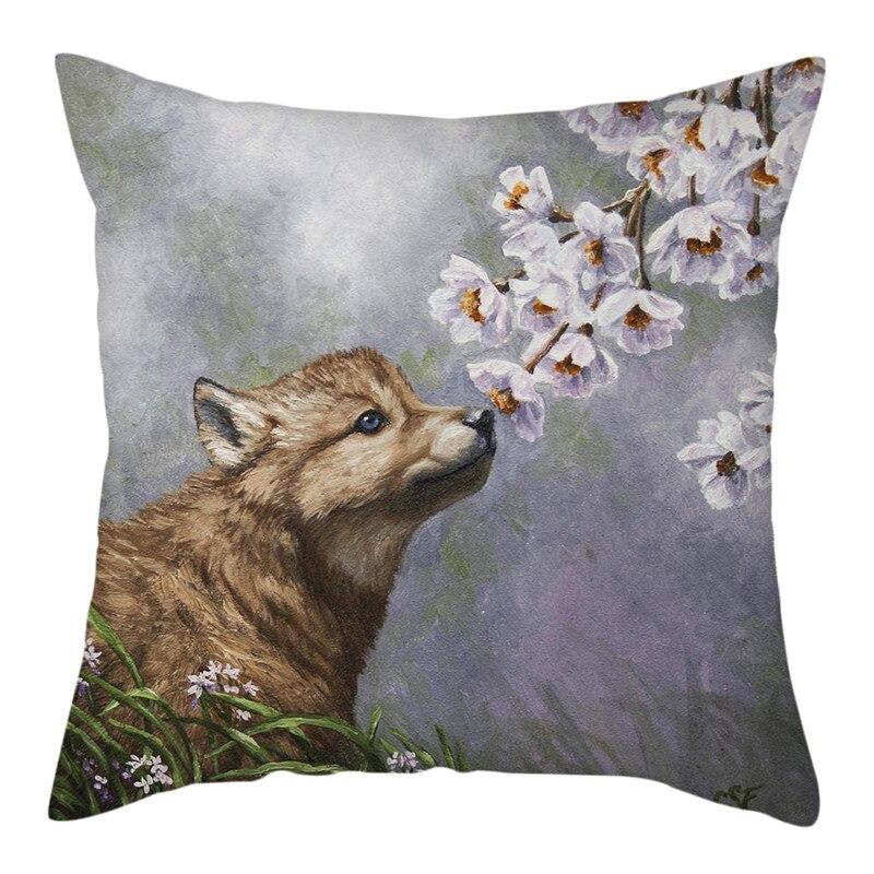 Wild Animals Printed Cushion Cover Wolf King Photo Pillow Covers for Home Sofa Decorative Throw  Cases