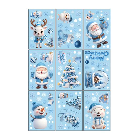 Yousheng 9 Sheets/Set Christmas Window Cling Removable Waterproof PVC Winter Merry Christmas Static Glass Sticker Holiday Party Decoration Decal