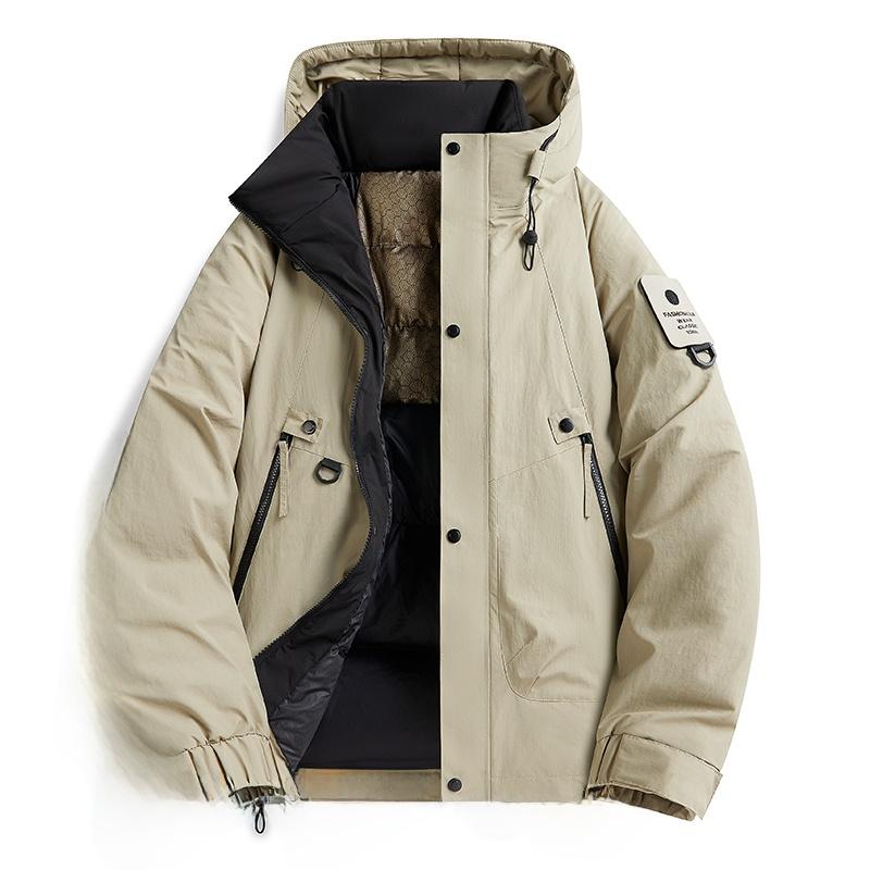 Men's Winter Thiened Cotton Stand Collar Jacket Thick and Loose Down Puffer Bread Sle Coat Warm Urban Casual Long Zipper Coat