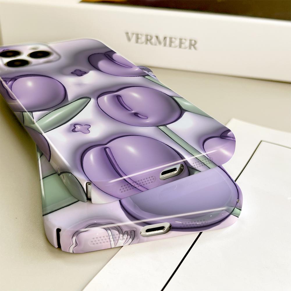 For iPhone 16 15 14 Samsung S23 A23 A52 A33 A73 A53 Huawei Xiaomi Redmi OPPO Vivo Beauty Purple Flowers Design Full Camera Protect Hard Phone Case