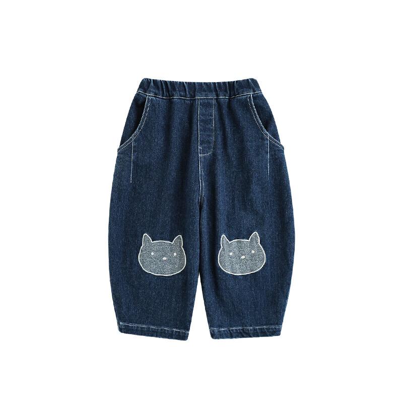 YO U Boys' Cat Applique Denim Jacket and Trouser Set
