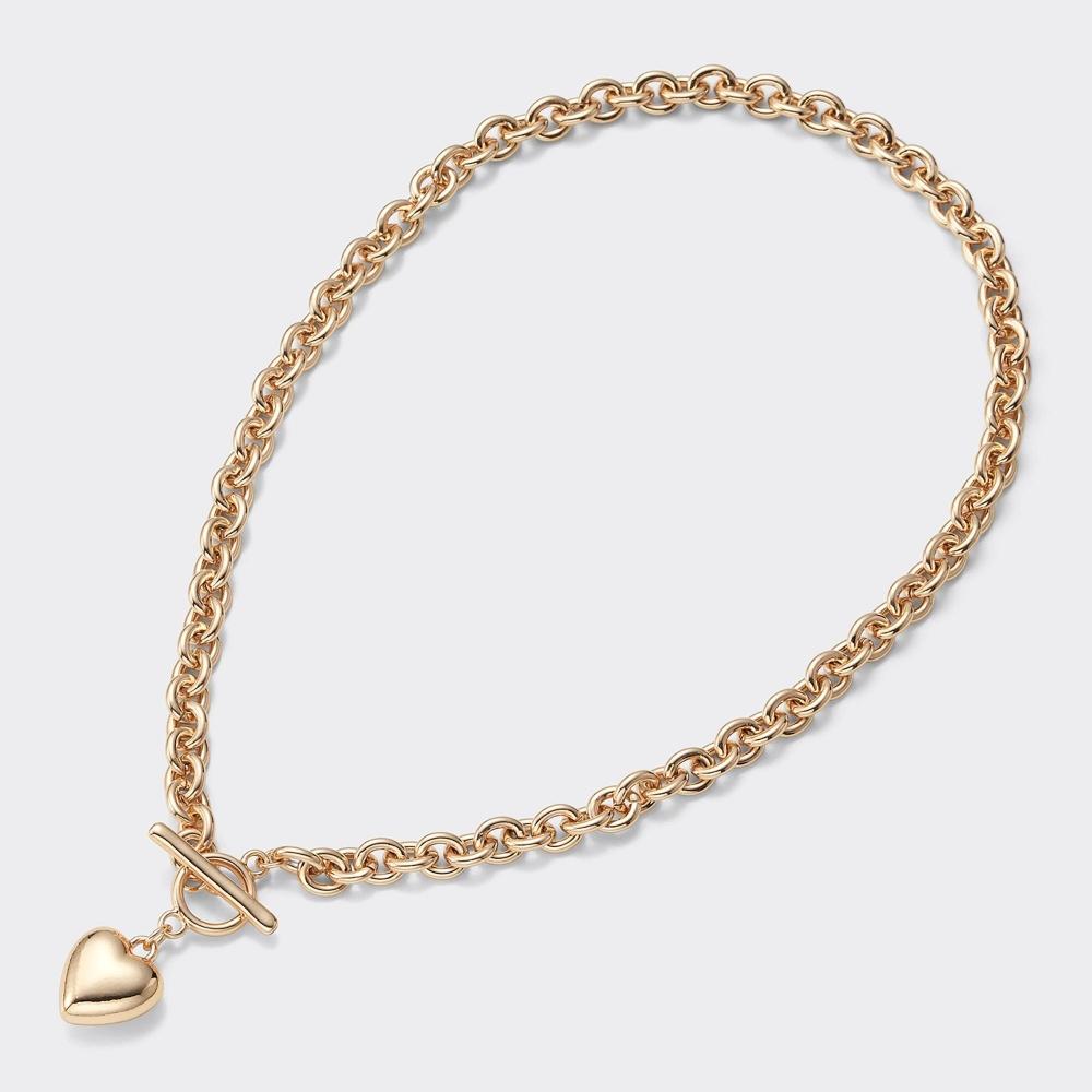 GU by Uniqlo Heart Motif Volume Chain Necklace