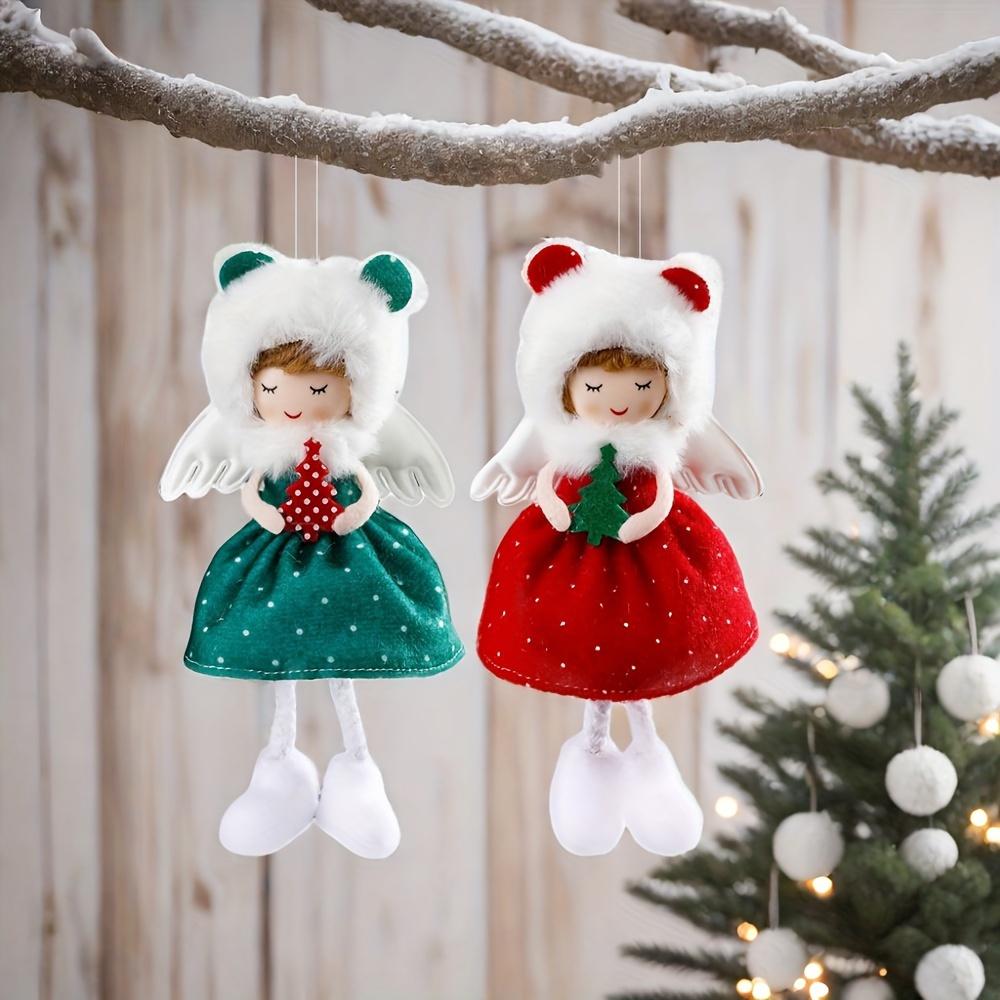 

Набор из 2 тканевых рождественских ангелов, подвесные украшения, классический стиль, украшения для елки для праздничной композиции, товары для вечеринки без перьев