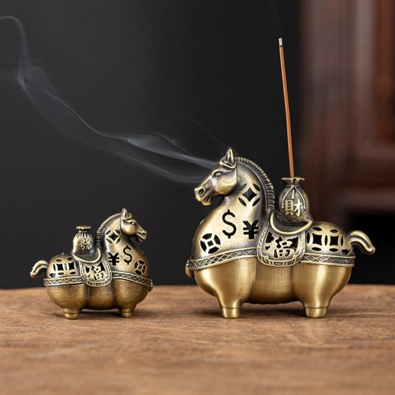 Chinese Style Incense Holder Year Of The Horse Alloy Incense Burner Aromatherapy Burner Home Decoration Creative Ornaments Gifts