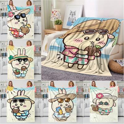 Japan Anime Chiikawa Blanket Soft Comfortable Flannel Throw Blanket for Iiving Room Office Bedroom Birthday Home Kid Gift