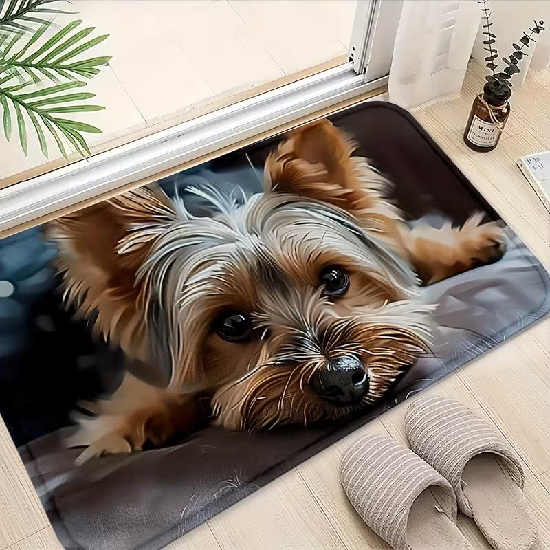 

Cute Dog Doormat Puppy Peeking From Hole Design Soft Non-Slip Floor Mat Sweet Animal Home Decor Entrance Carpet for Hallway 50X80cm