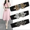 Korean Style Women Waistband Rose Flower Rhinestone Waist Belt Elastic Cummerbunds  Jacket