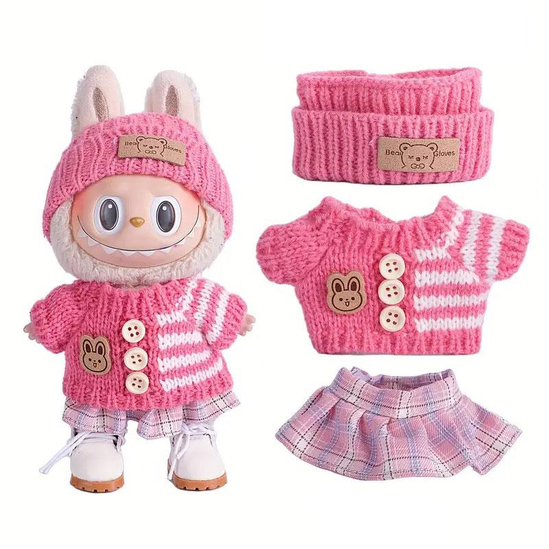 For Labubu Doll Clothing Cute Sweater Set 17cm Clothing Shoes Doll DIY Accessories Training Sitting Party Games Toys Gifts