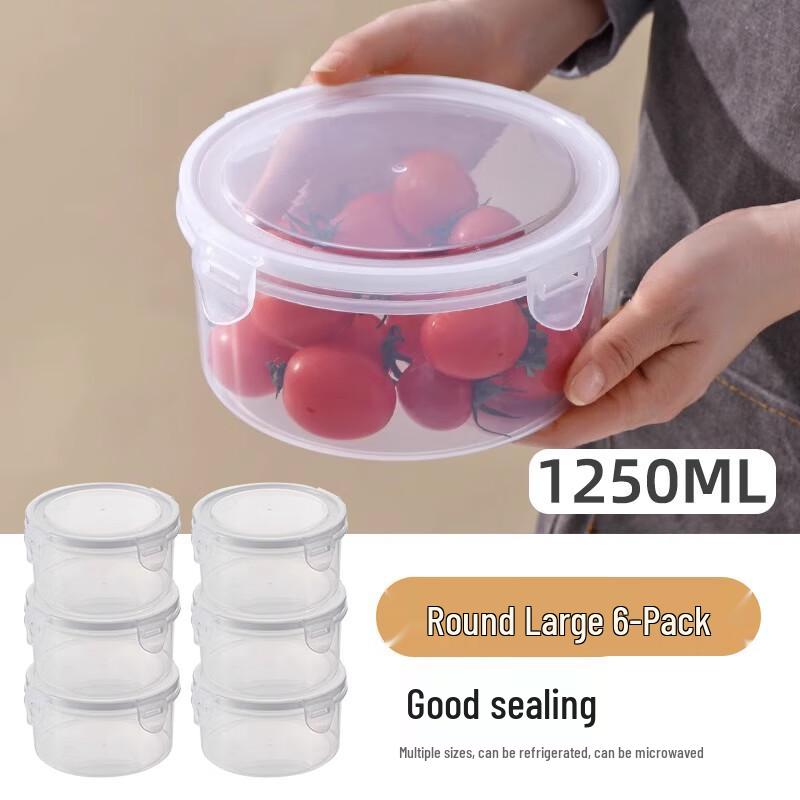 Zhaoran Food-Grade Round Refrigerator & Freezer Storage Containers (6-Pack)