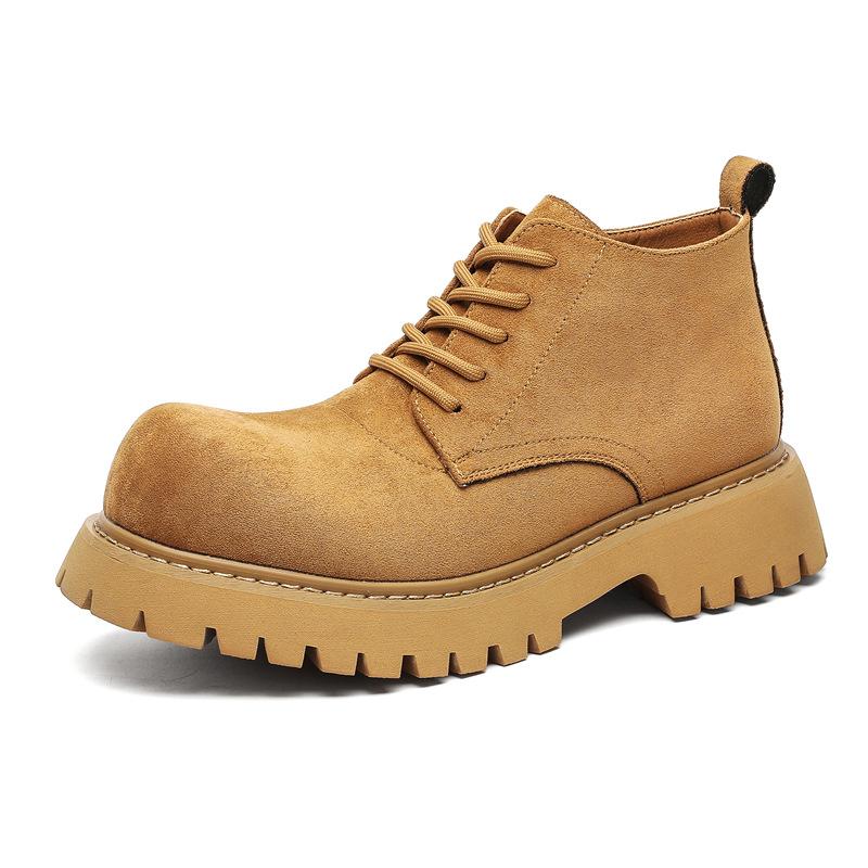 Big head Derby shoes men's high-top thick-soled Martin boots winter velvet tooling trend rhubarb boots 38933-J