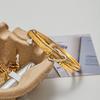 Design sense Modern minimalist 18K gold, gold and silver color matching hammer pattern wide face love ring bracelet