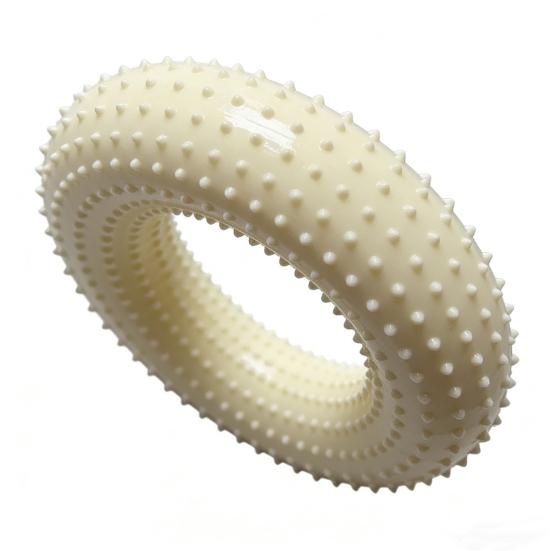 Donut Dog Chew Toy Interactive Squeaky Dog Teeth Cleaning Toy Textured Donut Low Noise Teething Toy for Puppies Aggressive Chewers