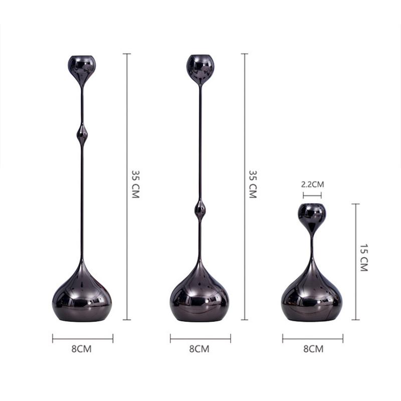 3Pcs Silver Gold Black Tabletop Candle Holders Romantic Art Table Decoration Wedding Photography Props Desktop Ornaments
