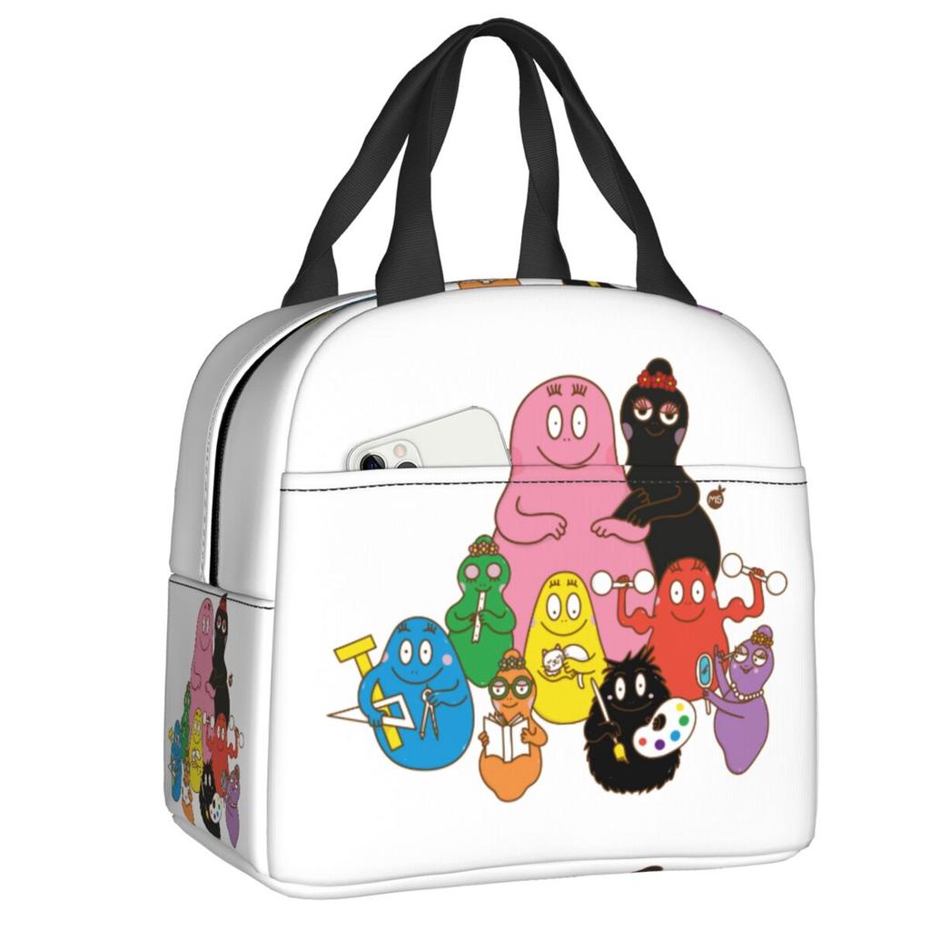 Custom Barbapapa Insulated Lunch Bag for Women Leakproof Cartoon Animated Film Cooler Thermal Bento Box Office Picnic Travel